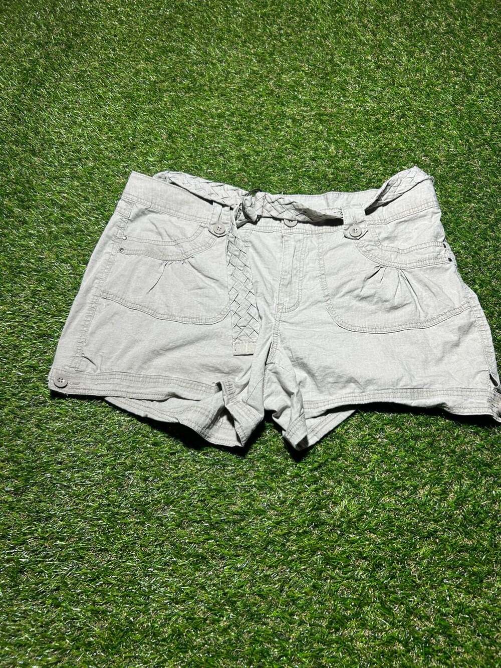 Y2k Oneone Khaki Cargo Shorts w/ Braided Belt